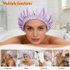 Doitory Shower Cap for Women, Reusable Waterproof Satin Lined Shower Cap view 4