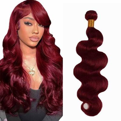 Body Wave Human Hair Bundles Burgundy 1 Bundle 99J# 12 Inch Human Hair Extension Single 100g Color Dark Burgundy Unprocessed Brazilian Virgin Hair Double Weft