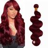 Body Wave Human Hair Bundles Burgundy 1 Bundle 99J# 12 Inch Human Hair Extension Single 100g Color Dark Burgundy Unprocessed Brazilian Virgin Hair Double Weft view 1