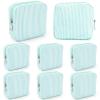 8 Pcs Seersucker Makeup Bag for Purse Cute Zippered Pouches,Lakeblue,Mini view 1