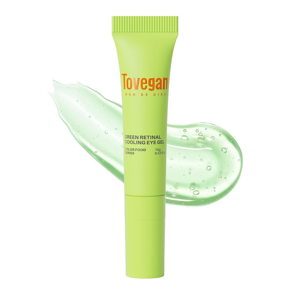 Tovegan Retinal Cooling Eye Gel with Gua sha tipFor Hydrating De-puff BrighteningKorean Under Eye Cream0.53 fl.oz