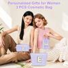 ARIVOY 3 PCS Initial Makeup Bags for Women - Cosmetic Bag for Travel Toiletry Personalized Cute Makeup Pouch Birthday Gifts for Grilfriend Wife Moms Bridesmaid Retirement Travel Gifts - Purple C view 3