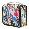 Aglebo Graffiti Geometric Pattern Hanging Toiletry Bag for Women Portable Travel Cosmetic Makeup Bag Multifunction Waterproof Toiletry Organizer with Handle for Traveling Accessories Toiletries Bag view 2