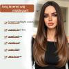 VOZIFAXIU Brown Highlight Wigs for Women 26 Inch Long Layered Wig Middle Part Brown Mix Blonde Wig Synthetic Heat Resistant Wig for Daily Party Use view 2