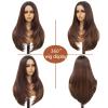 VOZIFAXIU Brown Highlight Wigs for Women 26 Inch Long Layered Wig Middle Part Brown Mix Blonde Wig Synthetic Heat Resistant Wig for Daily Party Use view 3
