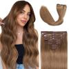 Chestnut Brown Hair Extensions Real Human Hair Clip Ins for Women 16inch view 1