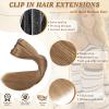 Chestnut Brown Hair Extensions Real Human Hair Clip Ins for Women 16inch view 2