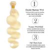 220g Blonde Bundles Human Hair 613 Body Wave Bundles 16 16 inch AuokMar Double Weft 2 Bundle 8A Grade 613 Blonde Body Wave Bundle Human Hair Extensions view 3