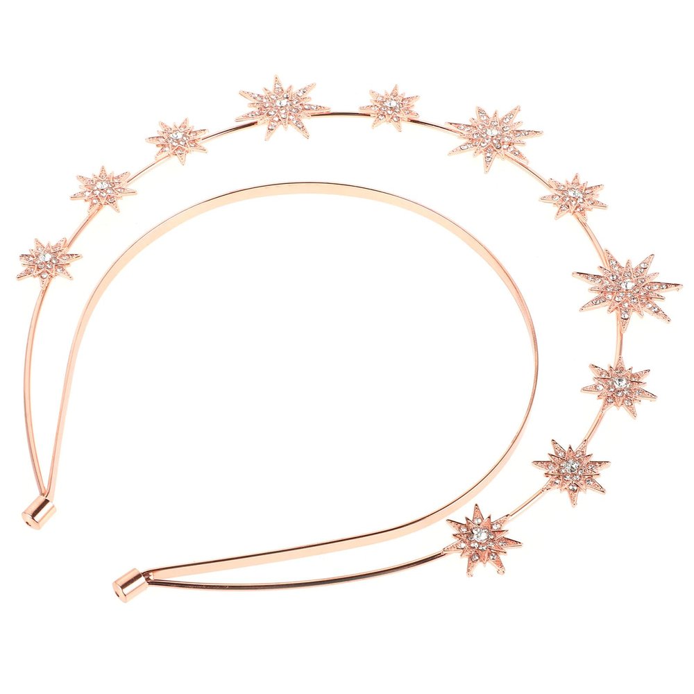 VICASKY Rose Gold Double Layer Six-pointed Star Headband Hair Accessory for Women Bridal Crown Wedding Hairpiece Bohemian Style Elegant Headband