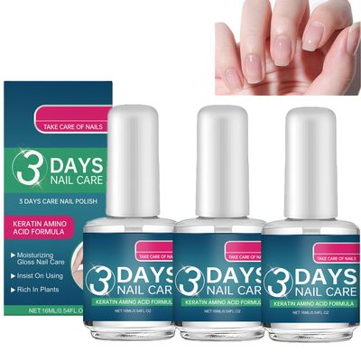 3Pc 3 Days Nail Care - Keratin Amino Acid Nail Care, Quick Dry Nail Conditioner for Dry Weak Fragile Nails, Strengthening & Hydrating
