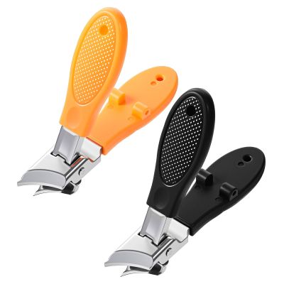 2 PCS Wide Jaw Opening Toenail Clippers Anti-Splash Slanted Nail Clipper Beak Beveled Nail Clippers Stainless Steel Angled Head Toe Clipper Long Handle Ingrown Curved Toe Trimmer for Women Men