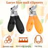 2 PCS Wide Jaw Opening Toenail Clippers Anti-Splash Slanted Nail Clipper Beak Beveled Nail Clippers Stainless Steel Angled Head Toe Clipper Long Handle Ingrown Curved Toe Trimmer for Women Men view 3