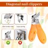 2 PCS Wide Jaw Opening Toenail Clippers Anti-Splash Slanted Nail Clipper Beak Beveled Nail Clippers Stainless Steel Angled Head Toe Clipper Long Handle Ingrown Curved Toe Trimmer for Women Men view 4