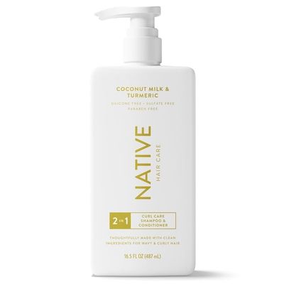 Native Curl Care 2-in-1 Shampoo and Conditioner Coconut Milk and Turmeric 16.5 fl oz with Travolle Dispenser Pump