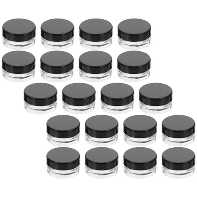 FOMIYES 20pcs Cosmetic Cream Jars 3g Portable Plastic Lotion Containers with Black Lid for Travel Skin Care Moisturizer Storage