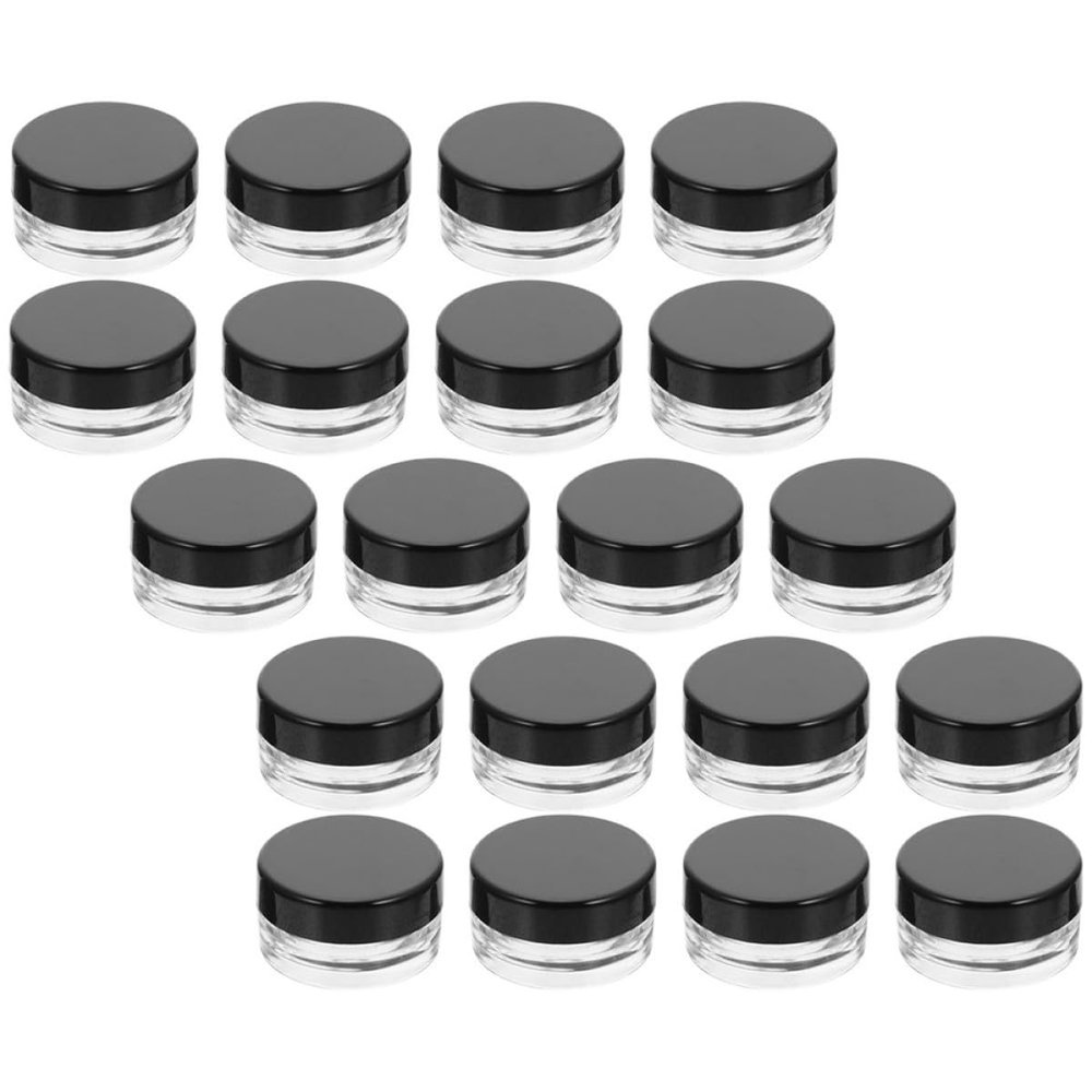 FOMIYES 20pcs Cosmetic Cream Jars 3g Portable Plastic Lotion Containers with Black Lid for Travel Skin Care Moisturizer Storage