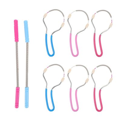 Sewroro 8pcs Facial Hair Remover Spring Epilator for Women, Handheld Facial Hair Removal Tool for Chin Cheek Upper Lip, Portable Face Epilator Kit in Rose Red Pink Blue