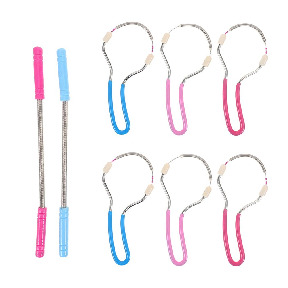 Sewroro 8pcs Facial Hair Remover Spring Epilator for Women, Handheld Facial Hair Removal Tool for Chin Cheek Upper Lip, Portable Face Epilator Kit in Rose Red Pink Blue