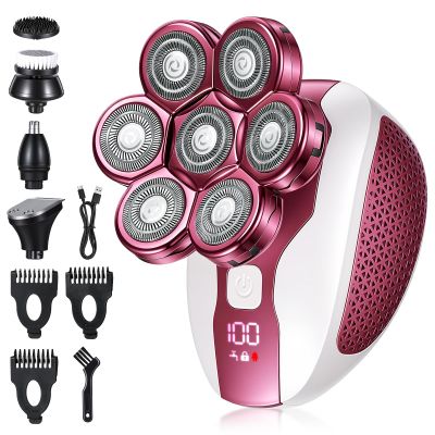 Electric Razor for Women, 7D Facial Hair Removal, 6-in-1 Wet/Dry Bikini Trimmer, Electric Shaver for Women, Rechargeable Face Shaver for Arms Legs Armpit Pubic Area, Painless Womens Grooming Kit