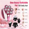 Electric Razor for Women, 7D Facial Hair Removal, 6-in-1 Wet/Dry Bikini Trimmer, Electric Shaver for Women, Rechargeable Face Shaver for Arms Legs Armpit Pubic Area, Painless Womens Grooming Kit view 2
