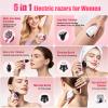 Electric Razor for Women, 7D Facial Hair Removal, 6-in-1 Wet/Dry Bikini Trimmer, Electric Shaver for Women, Rechargeable Face Shaver for Arms Legs Armpit Pubic Area, Painless Womens Grooming Kit view 3