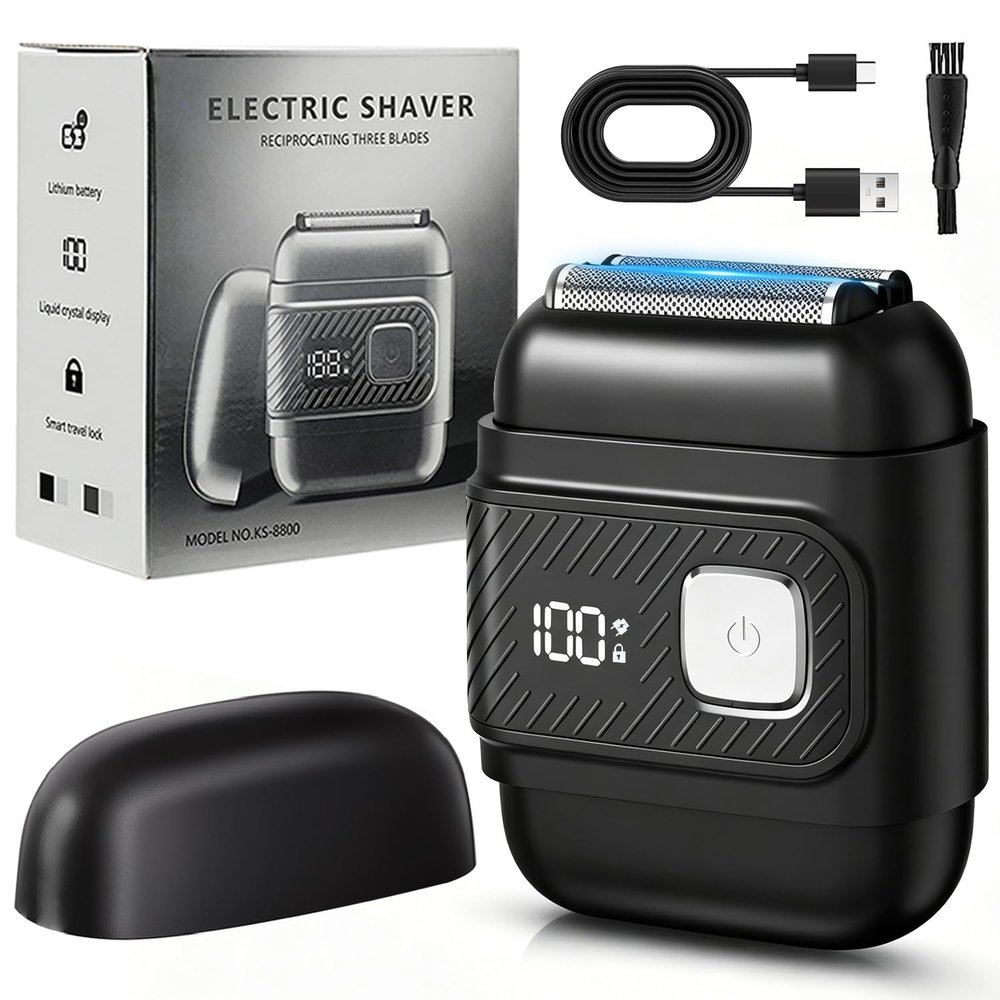 Electric Foil Shaver for Men, 3D Floating Heads Electric Razor for Face & Beard with LED Display, IPX6 Waterproof, USB-C Fast Charging, Wet/Dry Use, Travel Lock, Gifts for Men