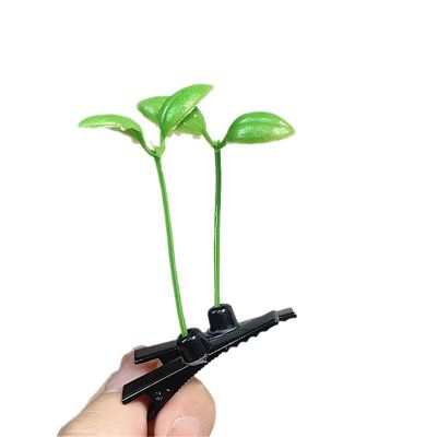 Bean Sprout Hair Clips 50pcs Sprouts Rave Mini Hair Clips Cute Artifacts Funny Little Bean Sprouts with Grass Sprouting for Girls For Party
