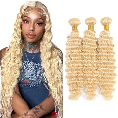 Blonde Bundles #613 Kinky Curly Bundle 26 28 30 Inch Unprocessed Virgin Soft and Silky #613 Blonde Bundle Hair Extensions