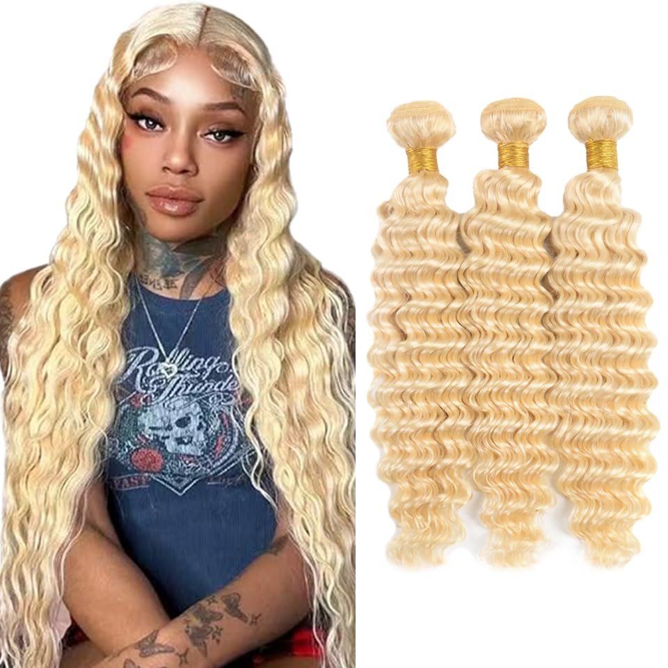 Blonde Bundles #613 Kinky Curly Bundle 26 28 30 Inch Unprocessed Virgin Soft and Silky #613 Blonde Bundle Hair Extensions