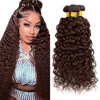 Color #4 Bundles Human Hair Brown Kinky Curly Bundles 20 22 24 Inch Mixed Length 3 Bundles Dark Brown Curly Bundle Human Hair #4 Wet and Wavy Bundles