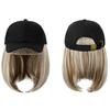 IMMEE Baseball Cap with Hair Extensions Hat Wig Adjustable Hat Attached Short Straight Synthetic Hairpiece for Women (Black hat MIgray wig) view 2