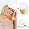 IMMEE Baseball Cap with Hair Extensions Hat Wig Adjustable Hat Attached Short Straight Synthetic Hairpiece for Women (Black hat MIgray wig) view 4