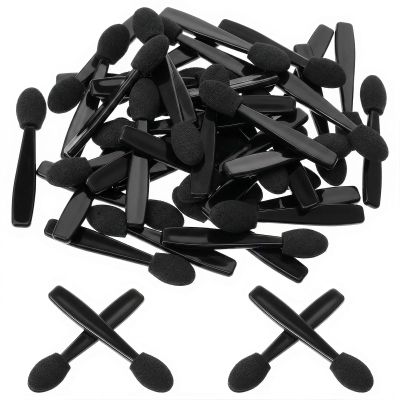 50 Pcs Disposable Eye Shadow Applicators, Mini Eye Shadow Applicators Sticks, Disposable Makeup Eyeshadow Sponges, Eyes Makeup Brushes with Black Sponge Tip for Women