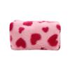 UUYYEO Faux Fur Makeup Bag Heart Print Cosmetic Bag Plush Make Up Pouch Soft Travel Toiletry Bag Fluffy Beauty Product Bag Aesthetic Skincare Pouch for Women Pink view 1