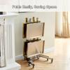 Folding Stainless Steel Salon Trolley Cart with Wheels, Double-Layer Rolling Utility Stand for Barbershops, Spas, and Tattoo Studios view 4