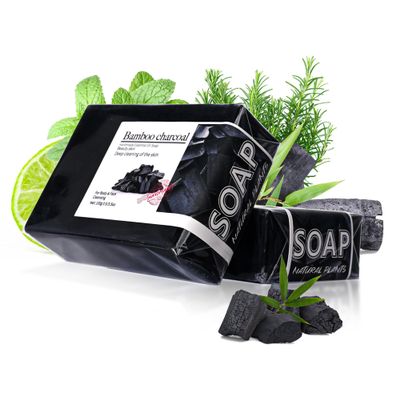 BEUKING Bamboo Charcoal Handmade Soap Bar for Face Body, Gentle Soap Long Lasting Cleansing & Moisturizing with Bamboo Charcoal Powder, Olive Oil, Vitamin E, Sodium Hyaluronate, Skincare Gift, 3.5oz