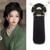 FARIDRUN Traditional Chinese-style Hanfu hair bun set with green hair accessories, pre-styled black synthetic hairpieces, suitable for women, complete ancient Chinese hairstyle for cosplay and Hanfu view 1