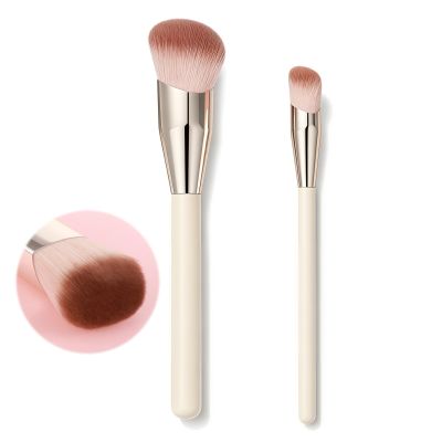 2 PCS Small & Large Angled Concealer Brush for Under Eye Brightening, Precision Face Makeup Contour Foundation Liquid Blush Brush for Cheeks Forehead Jaw Nose Blending Deepening Contouring Polishing