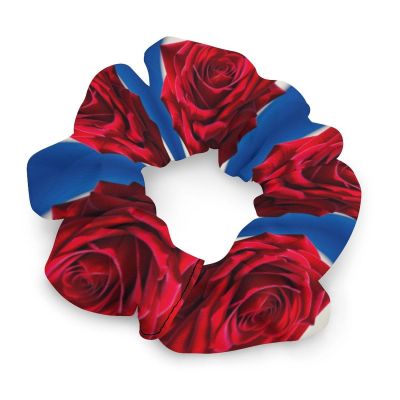 Red Roses Satin Scrunchies for Women - No Crease Hair Ties - Soft Silk Hair Scrunchies for Girls Elastic Ponytail Holders, Stylish Hair Bands & Wrist Bracelets Gifts