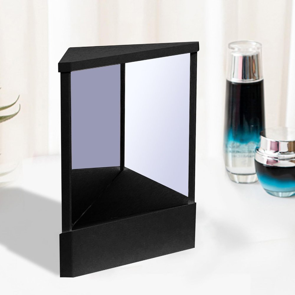 Xisulay Non-reversing Makeup Mirror, True Mirror for Makeup, Tabletop Real Reflections Beauty Mirrors for Your Face, Portable Travel Cosmetic Vanity Beauty Mirrors Birthday Gifts for Women Black S
