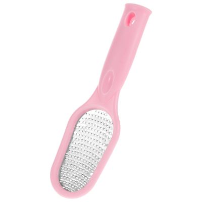 JEWEDECO Stainless Steel Foot File Callus Remover Tool Pink Handheld Pedicure Exfoliating Scrubber for Dead Skin Removal and Foot Care