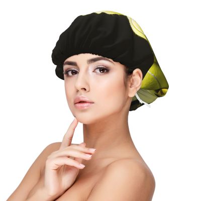 Tennis Diagram Stain Bonnet Silky Sleep Cap Adjustable Satin Cap for Night Sleeping Hair Bonnet Black