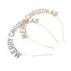 ULTECHNOVO 2pcs Rhinestone Letter Hairbands Christmas Xmas Party Headbands Chic Holiday Hair Accessories for Women New Year Headdresses Gold and White Set view 1