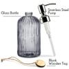 8 Oz Clear Grey Soap Dispenser - Refillable Liquid Soap Pump for Kitchen & Bathroom, Rust-Proof 304 Stainless Steel, Ideal for Hand & Dish Soap Grey view 2