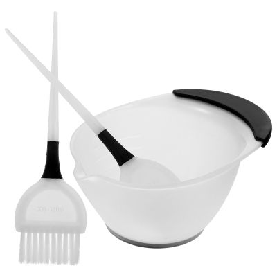 CATIEBYE Hair Dyeing Brush and Hair Dye Bowl Set with White Mixing Bowl and 2 Soft Bristle Brushes for Salon and Color Style