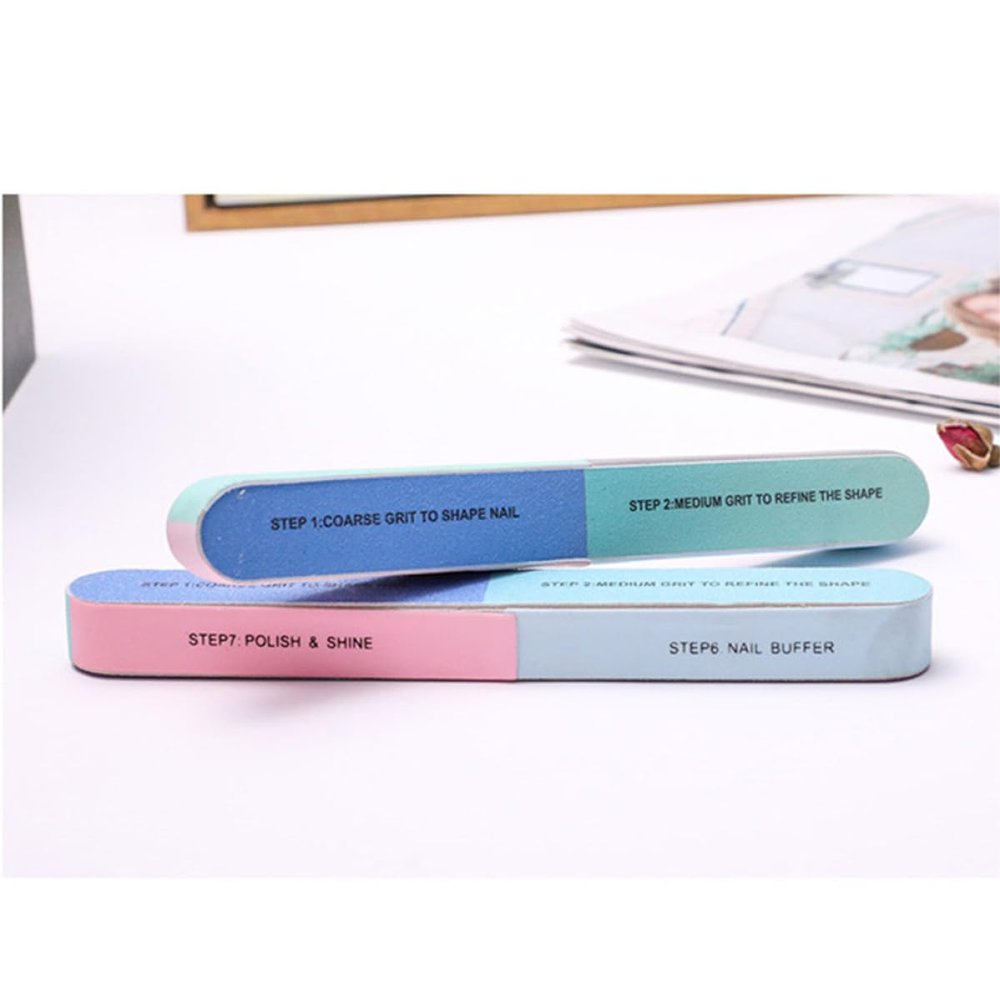 Professional Nail Buffer Block Sponge Polisher File 7 Steps 12Pcs 6 Sides