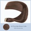 #4 Brown Tape in Extensions Human Hair 16 Inch Chocolate Brown Straight Tape in Seamless Extensions Dark Brown Hair Skin Weft Seamless Invisible Remy Hair 40g 10Pcs. view 4