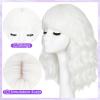 AllureLocks White Wig for Women Short Wavy Bob Wigs with Bangs 16 Inch view 3