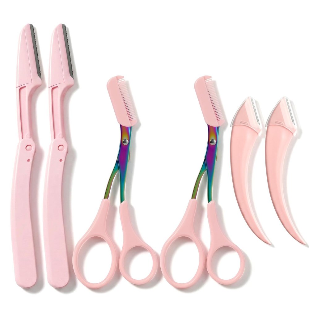 Elegaperma 6 Pcs Eyebrow Trimmer Scissors,Eyebrow Scissors with Comb