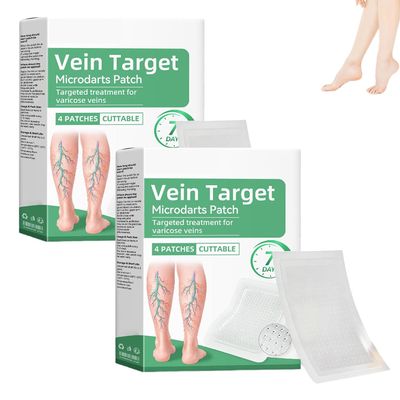 Vein Target Microdarts Patch, 2026 New Leg Varicose Veins Patchs, Vein Target Patch, Relieves Leg Discomfort, Moisturizes And Smooths Skin. (2PCS)